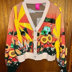 Queen of Sparkles Farm Cardigan NWOT